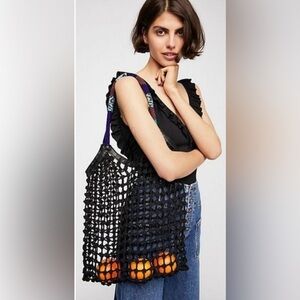 Free People Black and Blue Woven Shoulder Bag